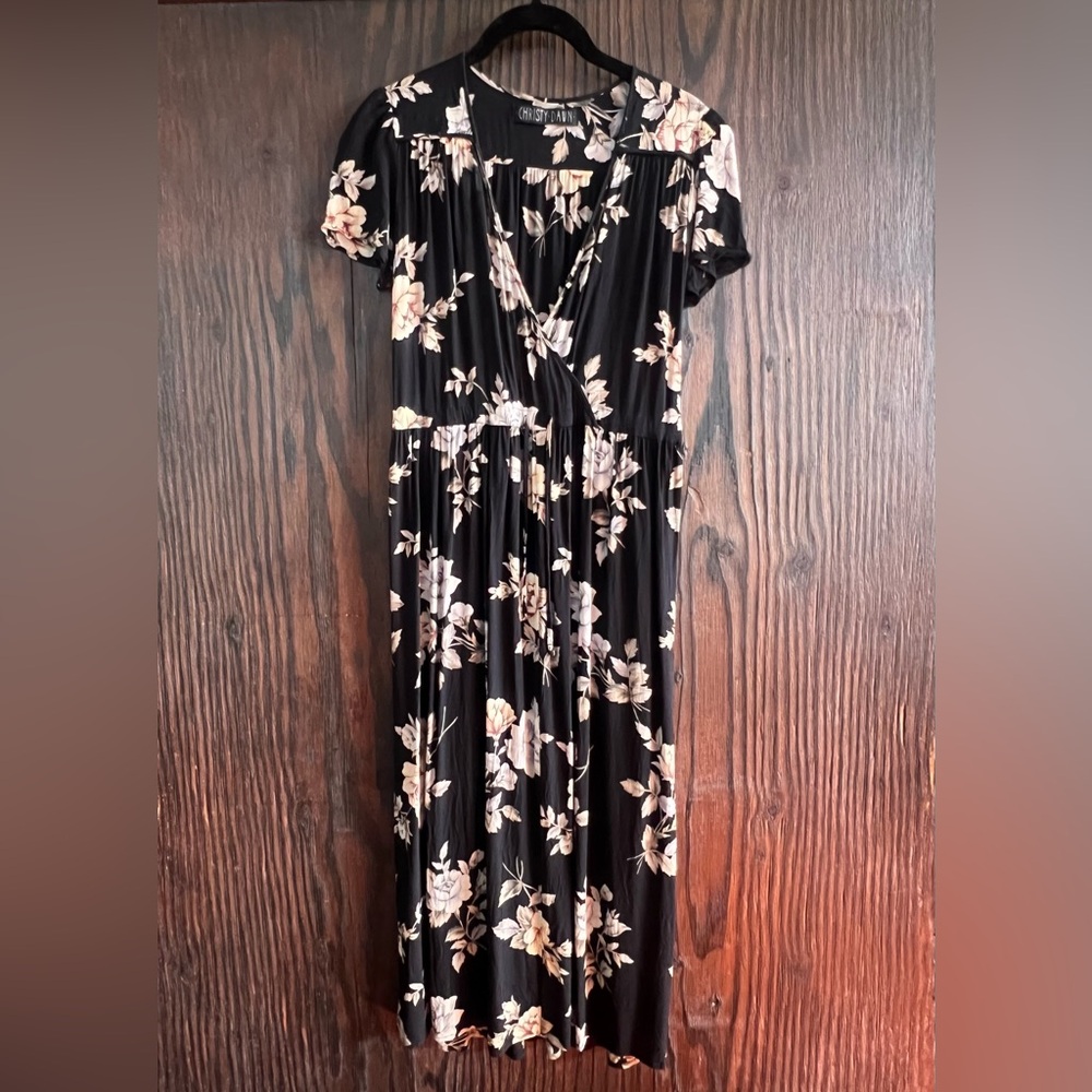 Christy Dawn Black Floral Midi Dress